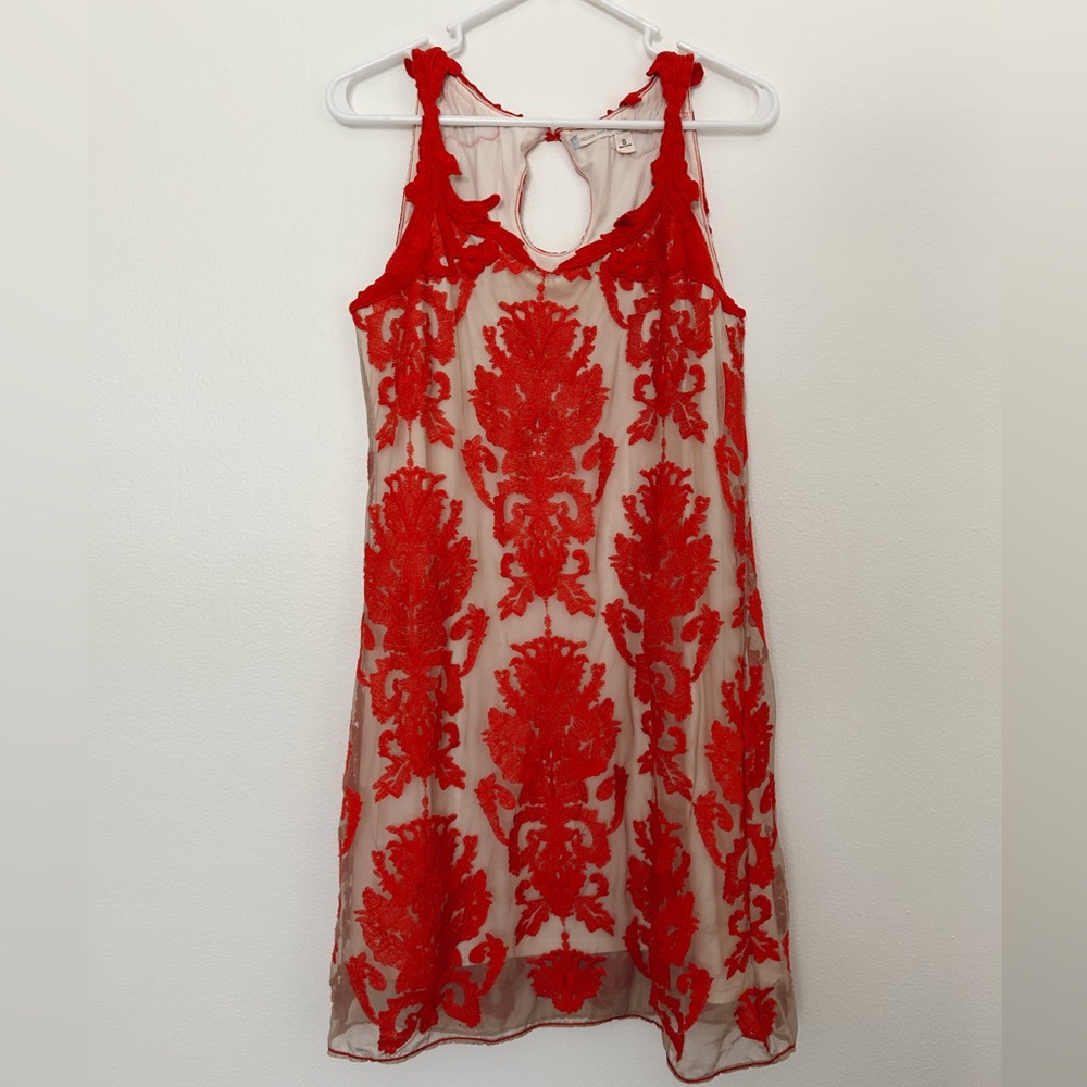 Chelsea & Violet Red Lace Overlay Dress